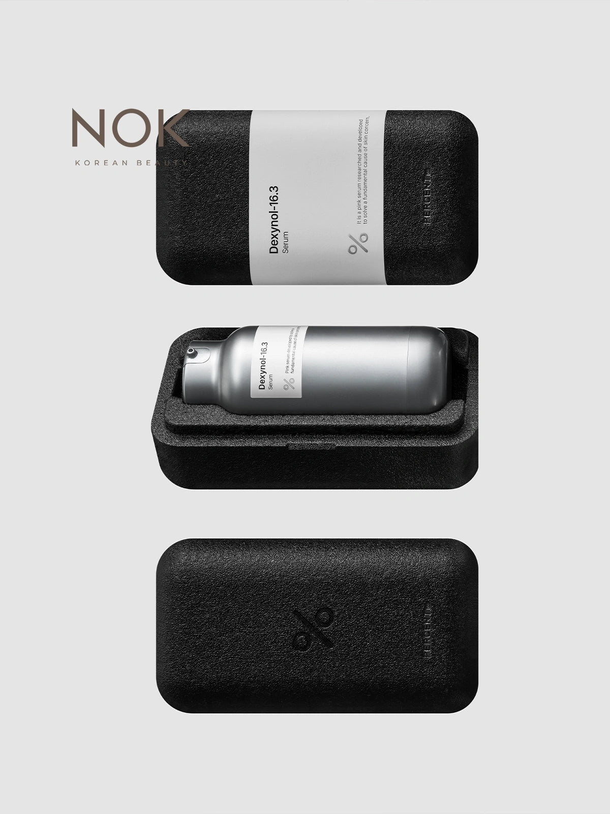 NOK Beauty Dexynol-16.3 Serum bottle – 48ml Korean beauty product designed to hydrate, balance, and calm sensitive skin