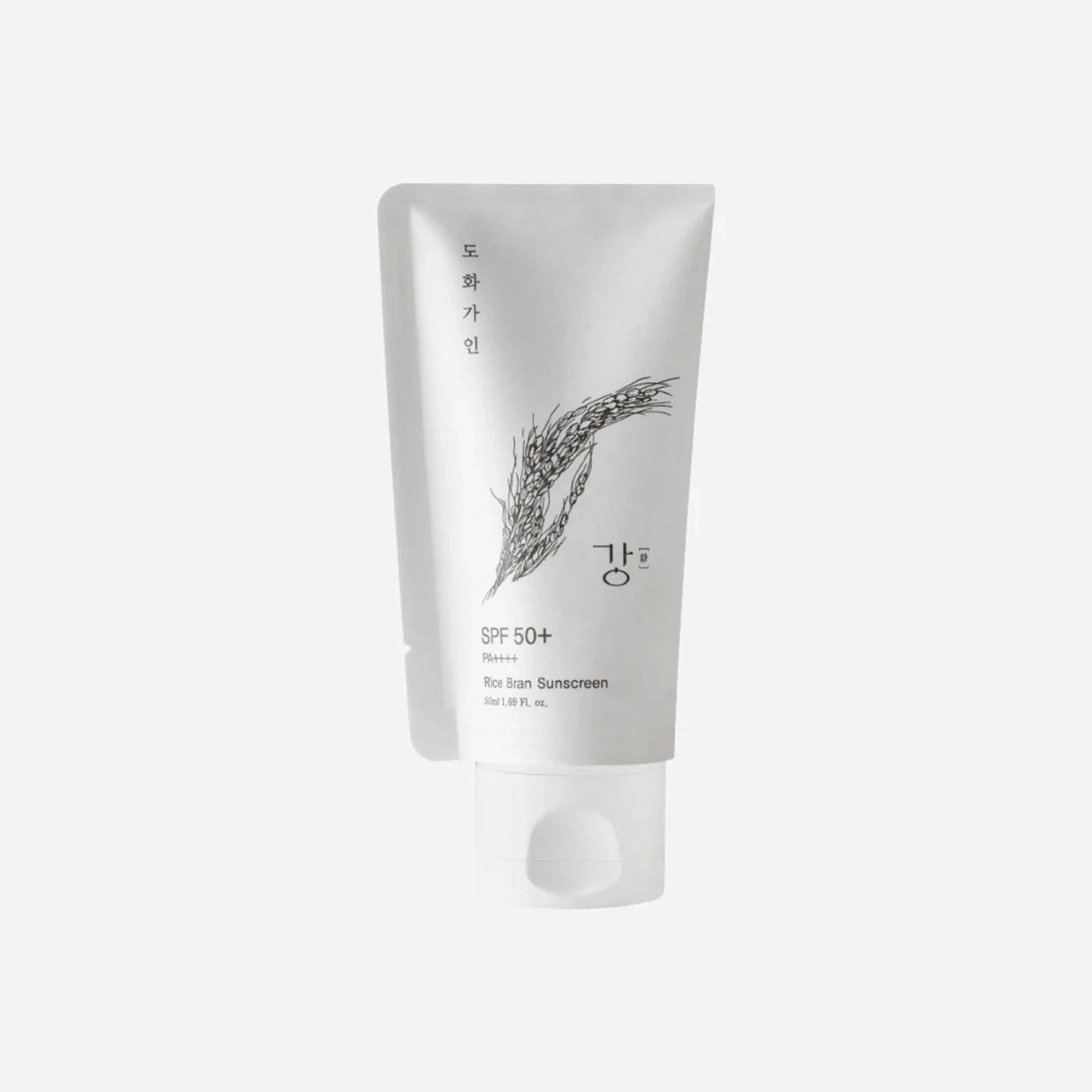 Rice Bran Sunscreen 50ml – Korean SPF moisturizer with Oryza Sativa extract, lightweight UVA/UVB protection, part of K-beauty skincare routines and inspired by NOK Beauty’s clean, natural formulas.